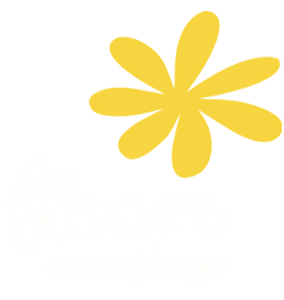 logo flower camping blanc